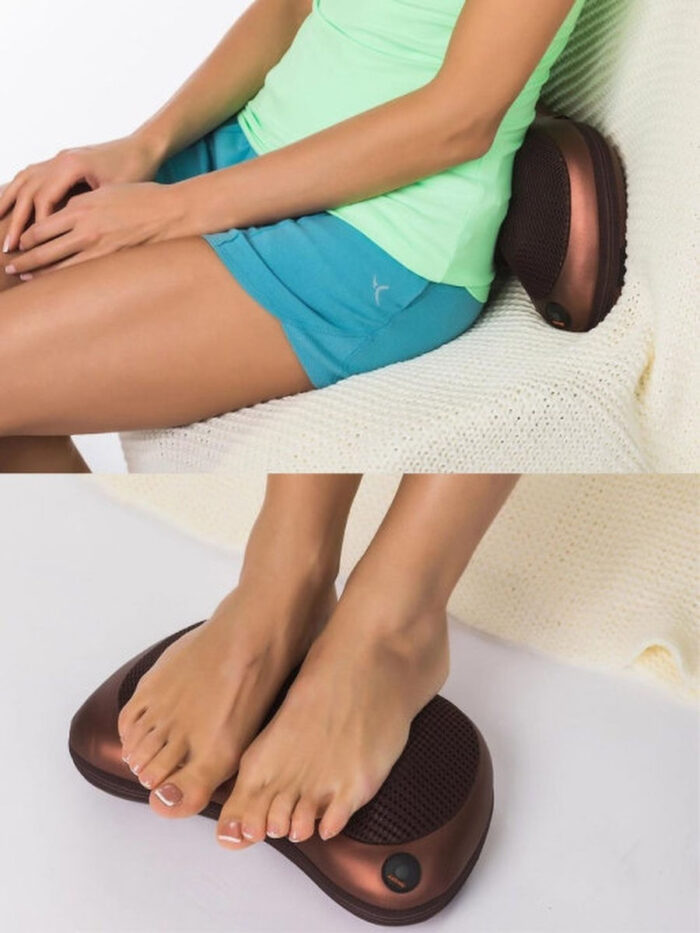 Массажная подушка для спины, шеи с подогревом, электрический массажер / На подарок