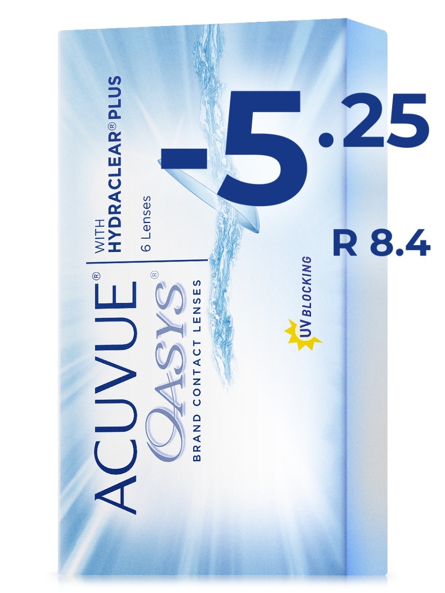 Контактные линзы Acuvue Oasys with Hydraclear Plus 6 линз R: 8.4 -5.25