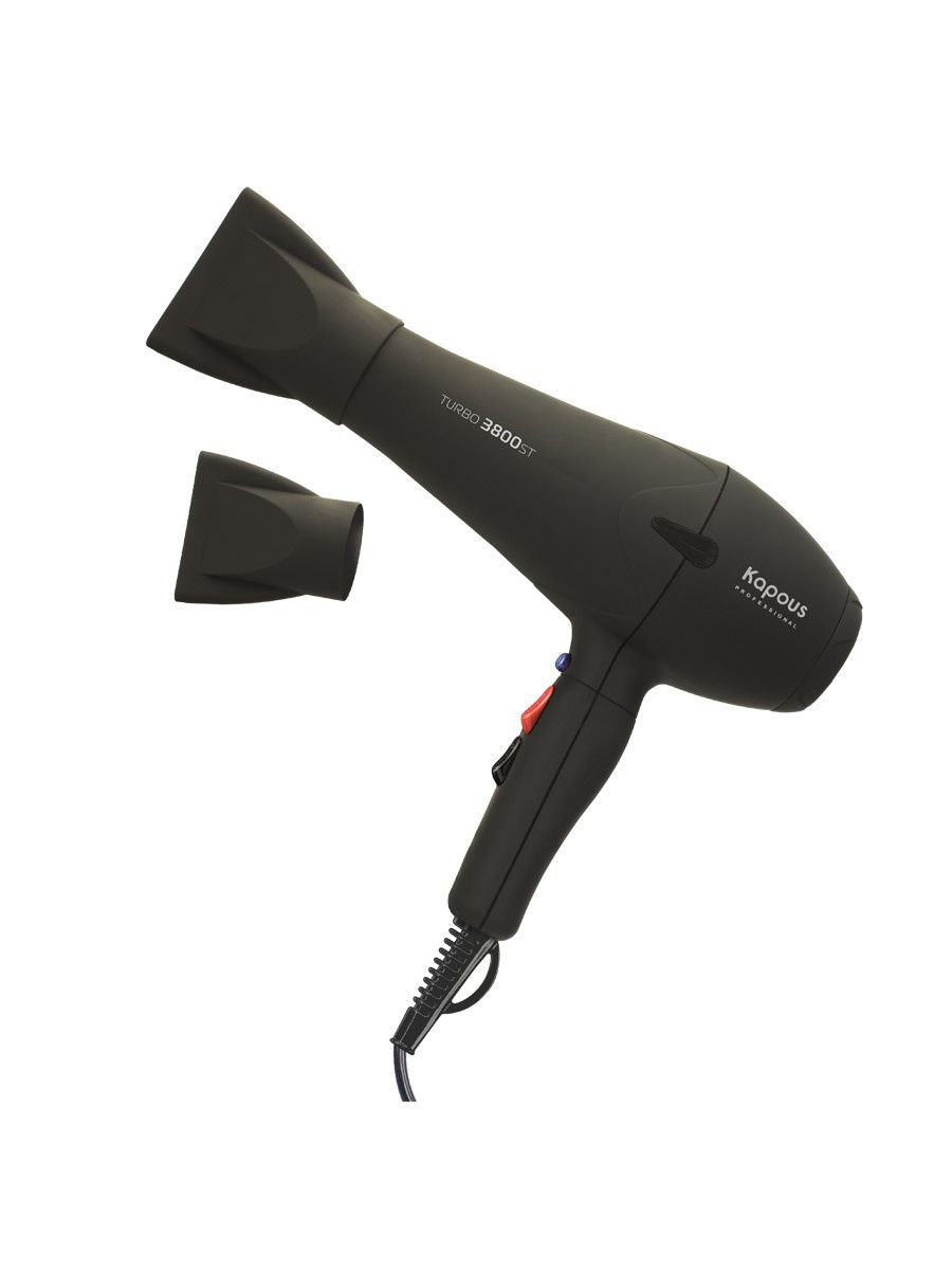 Профессиональный фен для укладки волос 'Turbo 3800ST' Kapous, ЧЕРНЫЙ(Soft Touch)