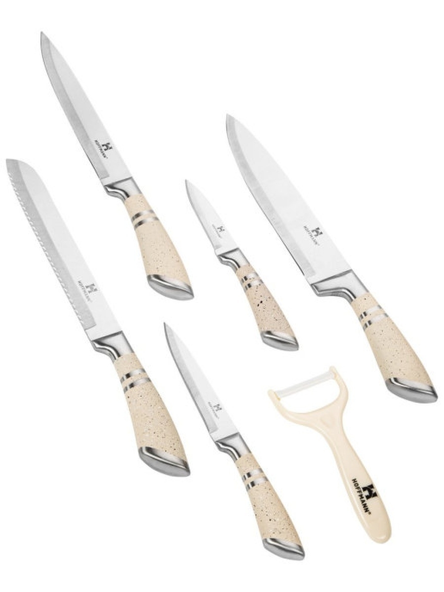 Ножи острые кухонные из 6 предметов/5 ножей+овощечистка кухонный набор металлическая подставка