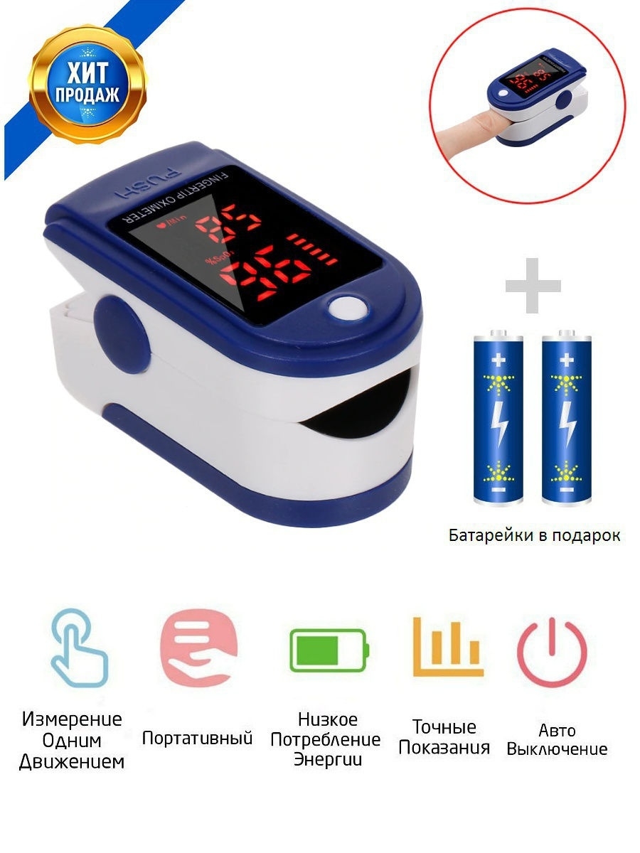 Пульсоксиметр на палец / Оксиметр / Пульсиметр / Пульсометр / Измеритель сатурации кислорода в крови