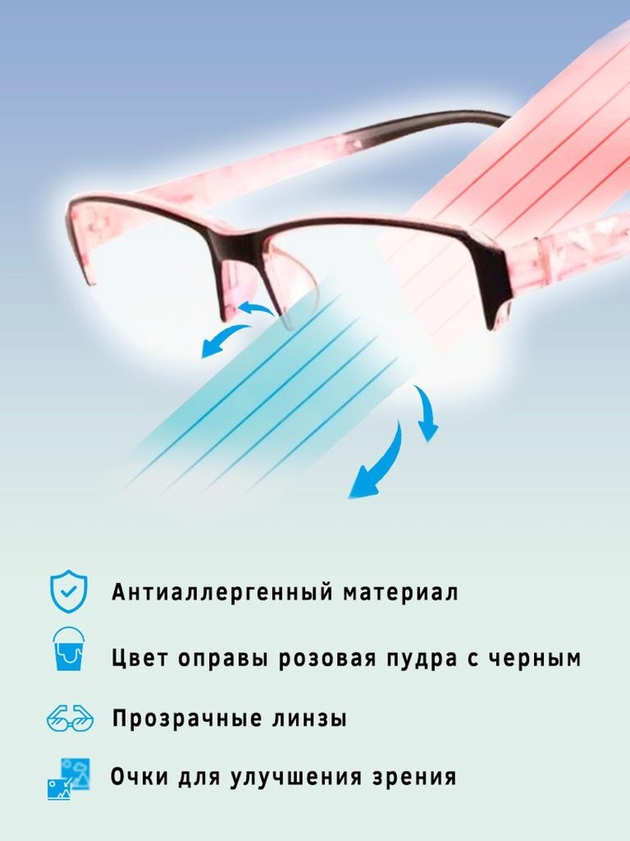 Готовые женские мужские очки корригирующие для зрения с диоптрией -1,00 для чтения в чехле